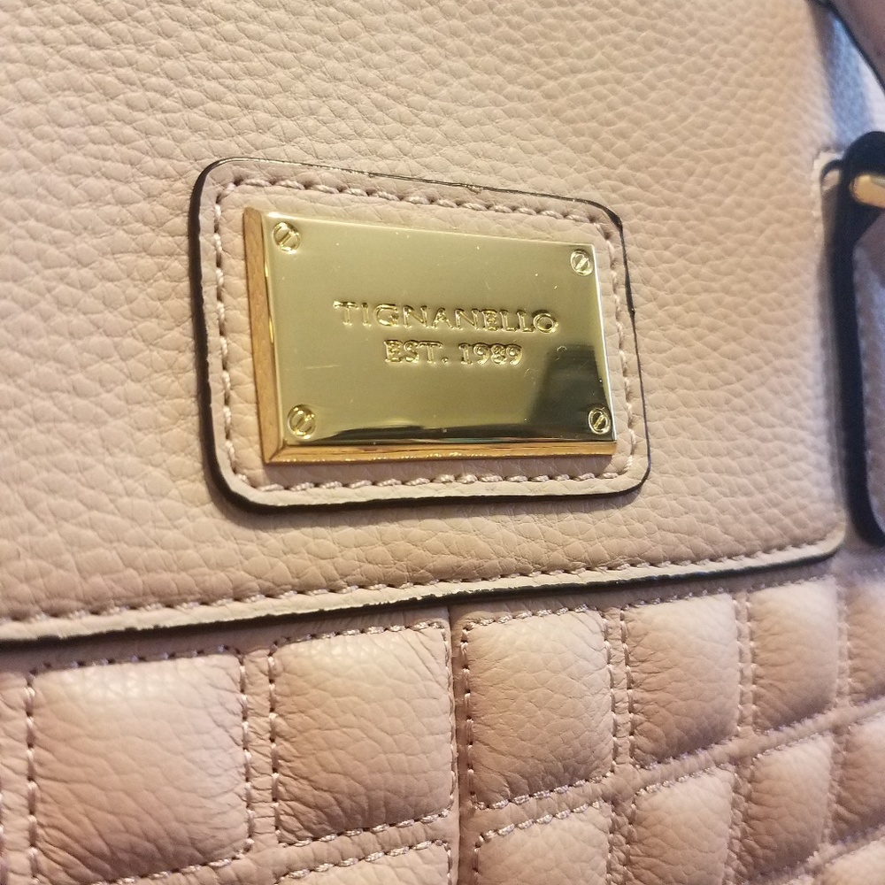 Tignanello Light Pink Quilted Satchel Purse - Picture 3 of 5